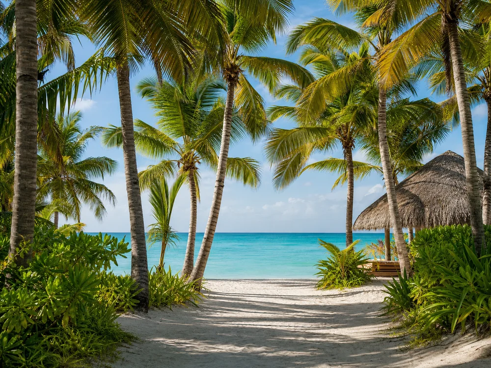 Palmeras, arena blanca y agua turquesa en Punta Cana